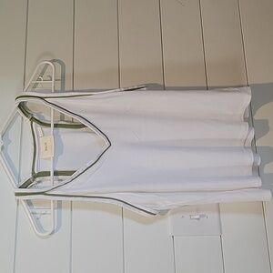 MAEVE BY ANTHROPOLOGIE V NECK TANK  LARGE  GREEN/WHITE
